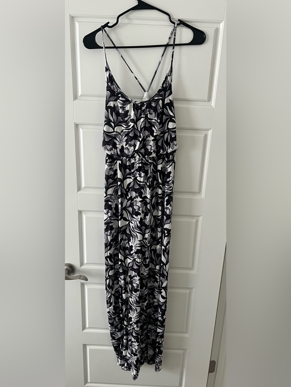LOFT Black and White Floral Maxi Dress
